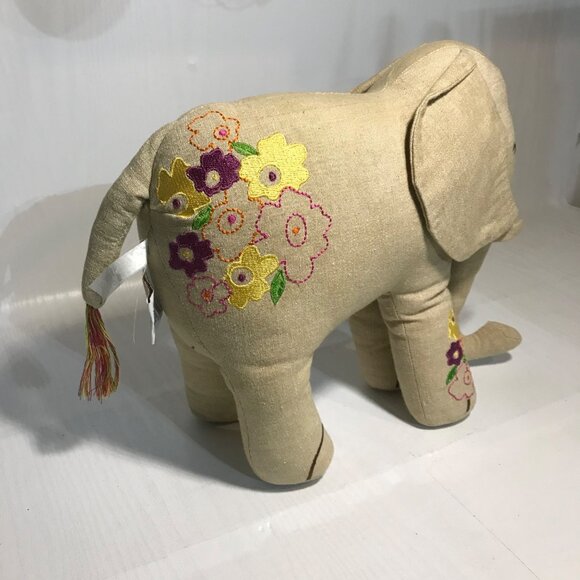 Handcrafted Linen Elephant With Colorful Embroidery - Made In India - 11.5 Inche - Picture 7 of 10